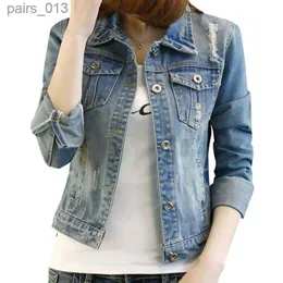 여자 재킷 2017 여름 블루슨 패션 대형 데님 veste en Jean Femme Manche Longue Cool Jeans 240305