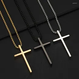 Pendant Necklaces Punk Cross Necklace Women Men Stainless Steel Christian Charm Chain Neck Fashion Couple Jewelry Gifts Collier Homme