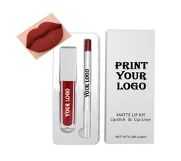 Whole Beauty Cosmetics 2 in 1 Lip Gloss Lipliner Kit Personalized Custom No Logo Matte Lipgloss Lipstick Waterproof Makeup Set9917514