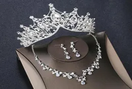 Copricapo di design Spose Accessori per abiti da festa di nozze Corona Collane Set di orecchini Spettacolo di compleanno Pografia Diamante lucido He6246402