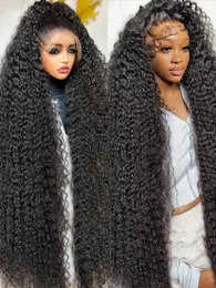 Gevşek kıvırcık 13x4 13x6 şeffaf dantel ön insan saç perukları Brezilya 30 40 44 inç 250% Derin Dalga Frontal Peruk Kadınlar için 240229
