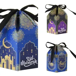 Neue 10/20 Stück Al-Fitr Mubarak Süßigkeiten Geschenk Ramadan Mond Moschee Verpackung Box Musselin Islamische Eid Party Kekse Snack Pack Boxen