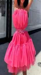 Dolce tulle mini vestito da partito estate sexy tubo corto backless fiocco tutu night club abiti a rete donna carino senza spalline clubwear 20204007399