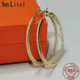 Senlissi 18 K Gold Diamond Hoop earrings for Women 925 Sterling Silver Original Earring Rings Real Gold 240318