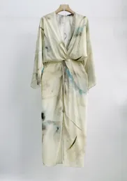 Klänning Corta* Kvinnor klänning 2023 Nytt sommar Silk Boho Loose Print Fashion Märke Designer Spanien Style Sexig högkvalitativ vintage gratis fartyg