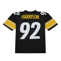 Costurado Futebol Jersey 92 James Harrison 2005 Branco Preto Malha Retro Rugby Jerseys Homens Mulheres e Juventude S-6XL