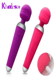 Khalesex Güçlü Oral Kliti Vibratörleri Kadınlar İçin USB Ücret AV Sihirli Değnek Vibratör Masajı Yetişkin Seks Oyuncakları Kadın Mastürbator Y27916746