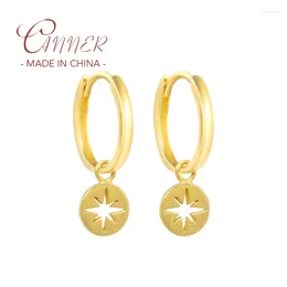 أقراط Dangle Canner 18K Gold Gold Plated Star Hoops for Women Drop Stone Cross Cross Pendientes Homewalry Party Party Gift Aros