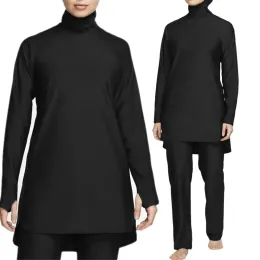 Bademode Burkini Muslimische Badebekleidung Schwarz Full Cover Sets Bescheidener Badeanzug Arabische islamische Strandkleidung Schlichte Damen-Sommeroutfits