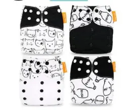 4Pcs U PICK Happy Flute Newborn Baby Diaper NB Pocket Cloth Diapers Bamboo Charcoal Inner Waterproof PUL Outer Double Gussets2900718