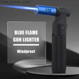 Lighters Honesty strong wind windproof blue flame adjustable spray gun 1300 outdoor camping style flashlight Q240305