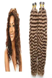 VIRGIN I TIP ELEKSULES Włosy 8 jasnobrązowych I końcówki Hair Extensions Deep Curly Human Hair Perming Keratin 200G2506762