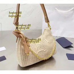 Torba na wieczorne torba luksusowy design damska torba słomka hobo casual tote torba pusta moda na letnią plażę wakacyjną torbę na ramię 2024 luksusowa torba na siodło