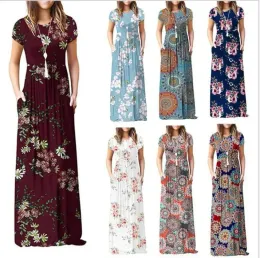 Elbise Bahar Yaz Boho Uzun Elbise Kadınlar İçin Günlük Baratos Çiçek Moda Baskı Giyim Elegantes Gece Elbise Vestidos De Mujer