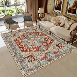 Carpets Ethnic Style Bedroom Carpet Persian American Retro Large Area Living Room Decoration Rugs Cloakroom Lounge Rug Washable