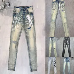 Lila Jeans große Größe 40 Männer Frauen Purpur Brand Jeans Designer Straight Hohose Streetwear Denim Pants Mans Mode Multicolour Punk Pant Hoipen Hiphop Jeans Amirs