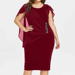 Dress Plus Size 5XL Bodycon Pencil Dress for Women 2023 Spring Summer Chiffon Cloak Formal Dress Large Size Evening Party Dresses Robe