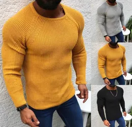 2019 Örme Sweaters Erkekler Sıcak O Boyun Çekme Örgü Sonbahar Kış Giysileri Sıradan Tricot Jumper Katı Kakil Kazak Homme6139555