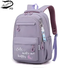 Fengdong Kawaii school Backpack for Girls cute School Bags Waterproof bookbag Teens College Student Large Travel Shoulder Bag 240219