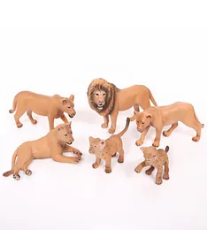6pcsset الأسد عائلة عائلة المحاكاة نموذج علم الحيوانات الشكل دمية تزيين مجموعة حديقة المنزل لطفل هدية T9334087