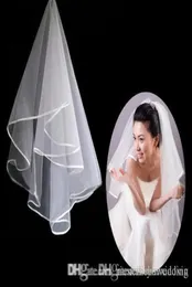 2019 The Palling Bridal Tulle White Comb Wedding Veils 리본 가장자리 1 층 저렴한 신부 베일 아이보리 화이트 6068691