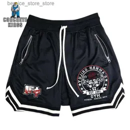 Shorts masculinos Anime Hanma Baki Mens Shorts Quick Dry Malha Gym Shorts Respirável Fitness Jogging Verão Basquete Esportes Calças Curtas Unissex Q240305