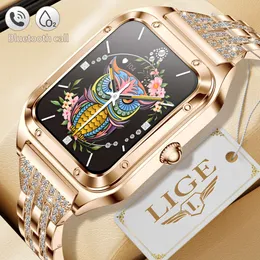 LIGE Smart Watch Woman Sport Fies AI Voice Control Full Touch Bracelet Bluetooth Call Waterproof for Fashion Ladies Smartwatch