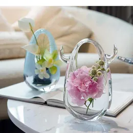 Vaser transparent tygpåse dekorativ vas vatten droppar glas skrivbord dekoration blommor arrangemang hydroponics blommor krukor
