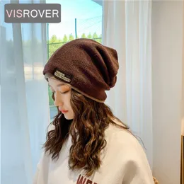 Beanie Kafatası Kapakları Visroover 7 Renkler Akrilik Kış Şapkası Kadın Düz Renkli Unisex Bonnet Sonbahar Beanes Sıcak Yumuşak Kafatalar CA203X