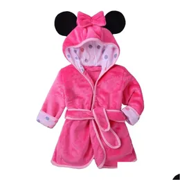 Cartoon Bathrobe For Children Flannel Long Sleeve Hooded Kids Clothes Boys Robe Spring Autumn Baby 1-6 Years 211028 Drop Delivery Dhaev