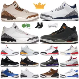 3 Midnight Navy 3S Fear Pack White Cement Reimagined Fire Red Basketball Shoes 남자 여자 럭키 그린 블랙 쿨 그레이 카키 운동화 신발