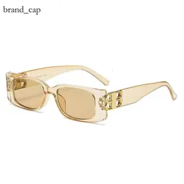 Balanciaga Fashion Design Trend Custom Retro Small Rectangle Shades Brand Designer B Letter Designer Square Champagne Personlighet BB Solglasögon Glasögon 6597