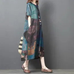 Vestido feminino primavera outono nova moda elegante em torno do pescoço pulôver manga curta impresso simples commuter casual versátil vestido jovem
