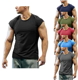 6 cores sólidas dos homens camisetas esportes colete verão moda musculação músculos de fitness sem mangas roupas treinamento wear s4xl2472144