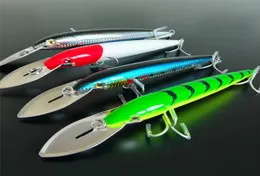 Noeby 4pcslot büyük dil minnow cazibesi 32g130mm 647g185mm 76g225mm 4 renk 3d gözler yapay büyük sert balıkçılık 2106223900596