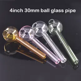 4inch 30mm Ball Glass Oil Burner Pipe Spoon Pyrex Oil Burner Glass Pipes Thick Pyrex Hand Smoking Pipes for Smoking Accessories Tobacco Tool