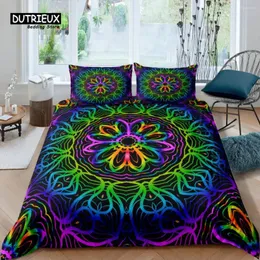 Conjuntos de cama Home Living Luxury 3D Floral Lace Set Mandala Duvet Cover Fronha Queen e King UE / US / AU / UK Size Consolador