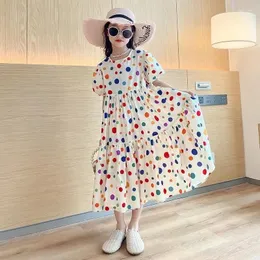 Mädchen Kleider Mädchen Sommerkleid Kinder Dot Kurzarm Lässig Für Mädchen Lose Outfits Kleidung Teeanger Passt 8-15 Jahre