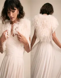 2019 jaqueta de casamento bhldn com penas de luxo mangas boné envoltório de casamento feito sob encomenda jaqueta de noiva para vestido de casamento 5374548