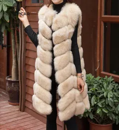 FurSarcar Women 90cm Long Real Fox Fur Vest Fashion Luxury Female Fox Fur Gilet Autumn Winter Natural Fur Thick Warm Whett Veste T26396740