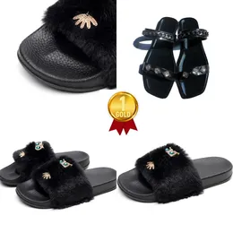 Pantofole firmate GAI Sandali con tacco estivi da donna in oro bianco Pantofole eleganti in peluche di qualità Pantofole stampate Pantofole piatte Sandali piatti classici da spiaggia