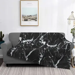 Blankets Dark And White Marble Latest Super Soft Warm Light Thin Blanket Black Pure Simple Luxury Amber Stone Veins Ancient