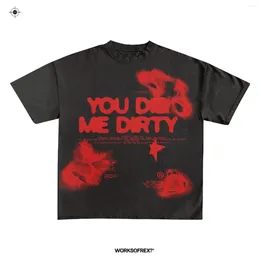 Camiseta masculina 2024 padrão de terror impresso camiseta gótica marca de moda carta manga curta topo e camisetas femininas y2k