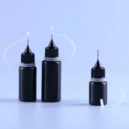 卸売ブラックE液体針ボトル5ml 10ml 15ml 20ml 30ml 50ml ecigオイルプラスチックPEソフトエジュイスドロッパーとピンホール金属針フィラー