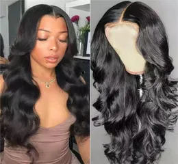 Big Wave Natural Black Spets Front Real Woman Wig Real Hair Body Wave Front Wig Prepulled With Baby Hair 150 Denisty HD Natural H5652621