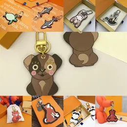 Clássico dos desenhos animados bonito tigre chaveiro carteira designer animal carro pinguim carta raposa chaveiros feminino charme pingente accessorie298j