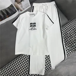 Letters Tryckt T Shirts Sports Pants Womens Tracksuits Casual Sweatpants Kort ärm Tees Tops Running Fitness Sportswear