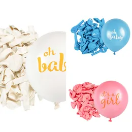 Ny 10st Oh Girl It's a Boy Latex Pink Blue Heart Balloons For Baby Shower Party Kön avslöjar 1: a födelsedag