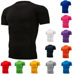 Schnell trocknendes, komprimiertes Lauf-T-Shirt für Herren, atmungsaktiv, Fußball-Set, Fitness, enge Sportbekleidung, Reiten, kurzärmeliges Trainingsshirt 240305