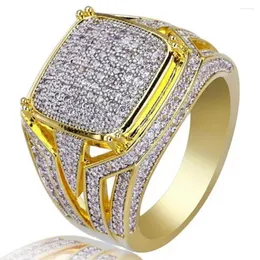 Cluster Rings Nareyo Selling 18k Gold Plated Square Men's Full Diamond Ring European And American Dual Color Engagement